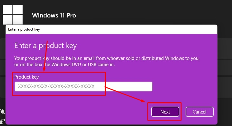 huong dan cach nhap product key win 11 pro congngheaz 2