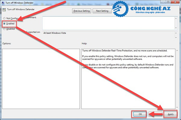 cach tat windows defender trong win 10 bang local group policy congngheaz