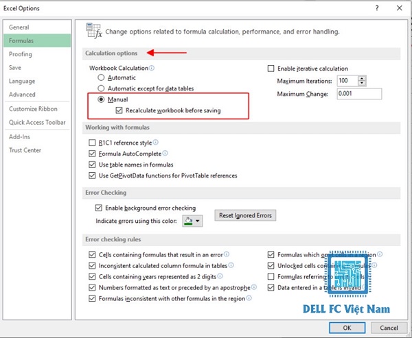 excel bị chậm