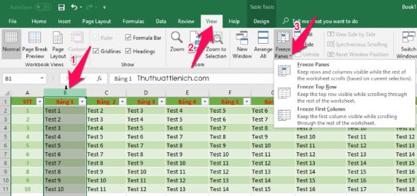 cach co dinh nhieu cot trong excel congngheaz