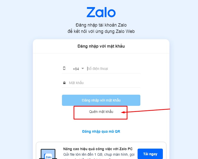 cach lay lai mat khau zalo qua zalo web congngheaz
