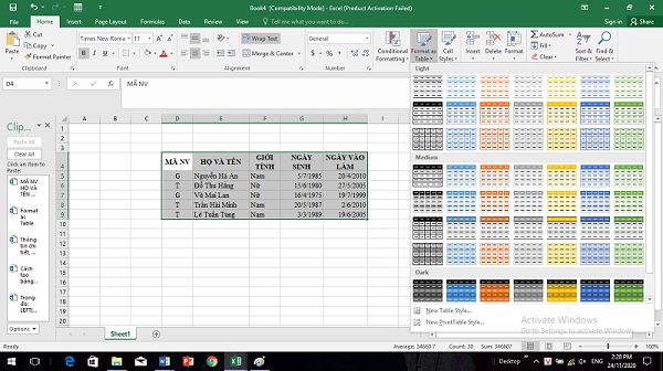 tao bang trong excel dellfcvietnam 2