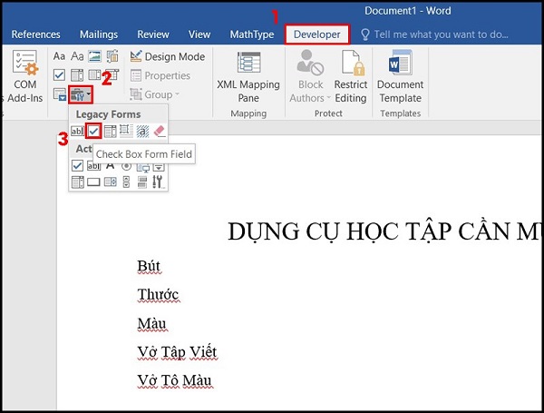 tao checkbox trong word dellfcvietnam 4