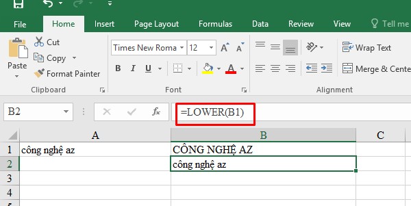 cach chuyen chu hoa thanh chu thuong trong excel congngheaz