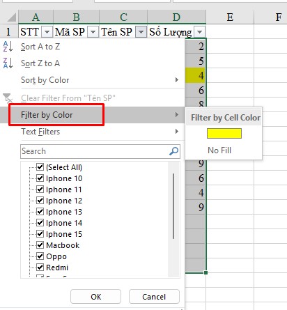 cach loc du lieu trong excel congngheaz 4