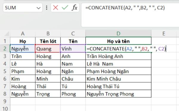 ham noi chuoi trong excel congngheaz 2